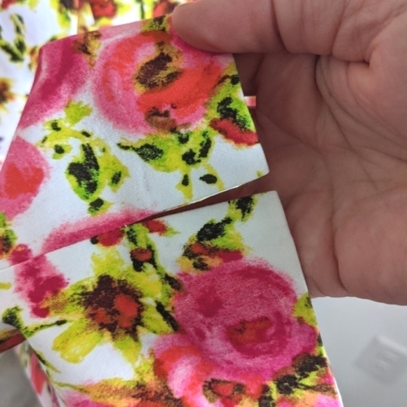 NWT Floral Straight Narrow Crop Maximalist Pants Pink Summer - Picture 4 of 15